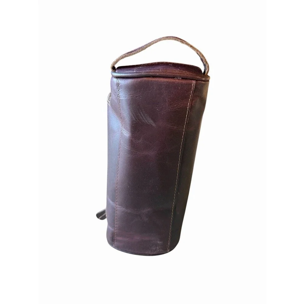 New Brown Leather Men's Toiletry Shaving Bag Metal Zippers Distressed Retro